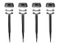 Štyri čierne solárne záhradné svetlá s jasnými bielymi svetlami
