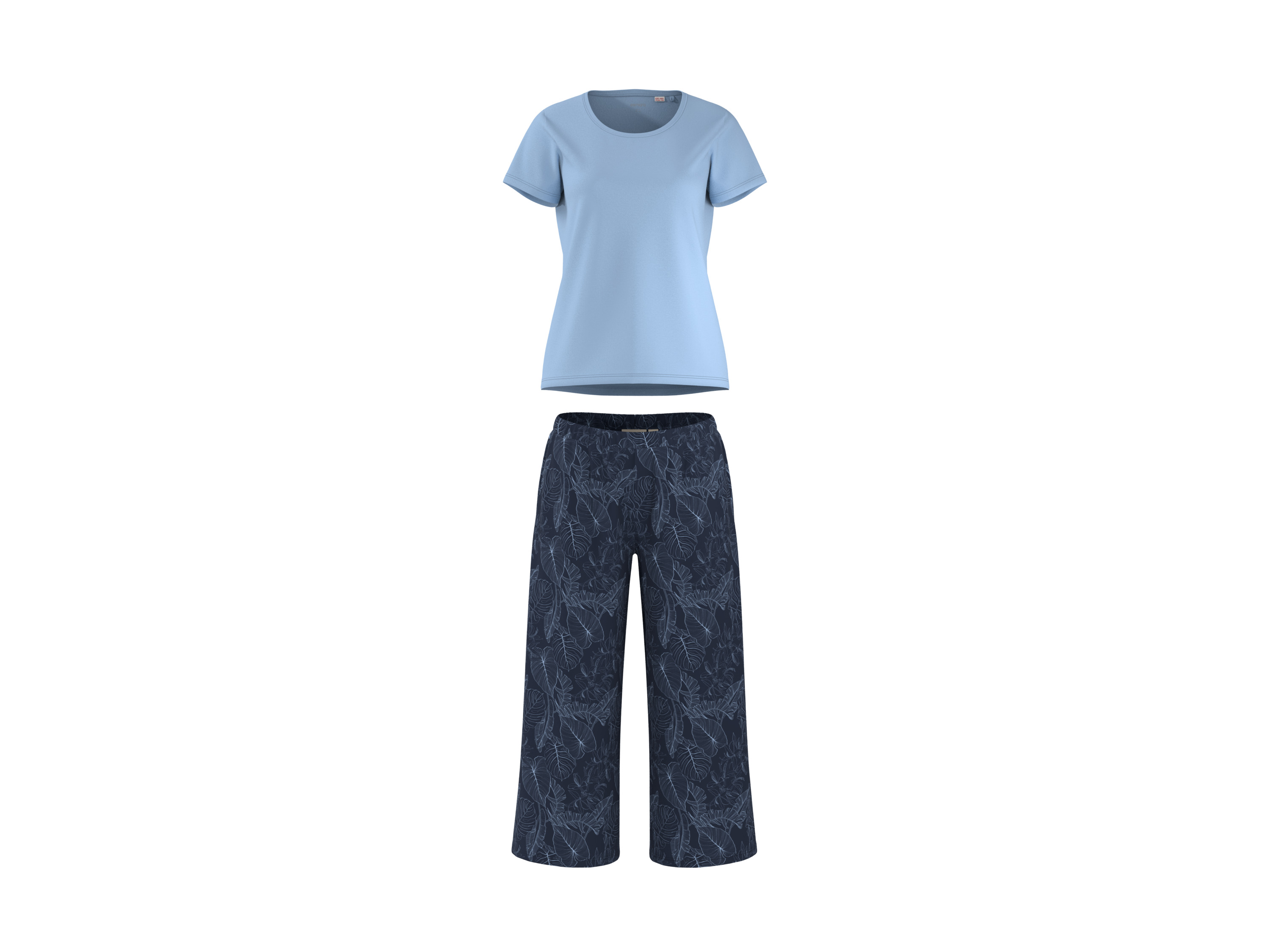 esmara® Dámske capri pyžamo Premium (bledomodrá/navy modrá, XL (48/50))