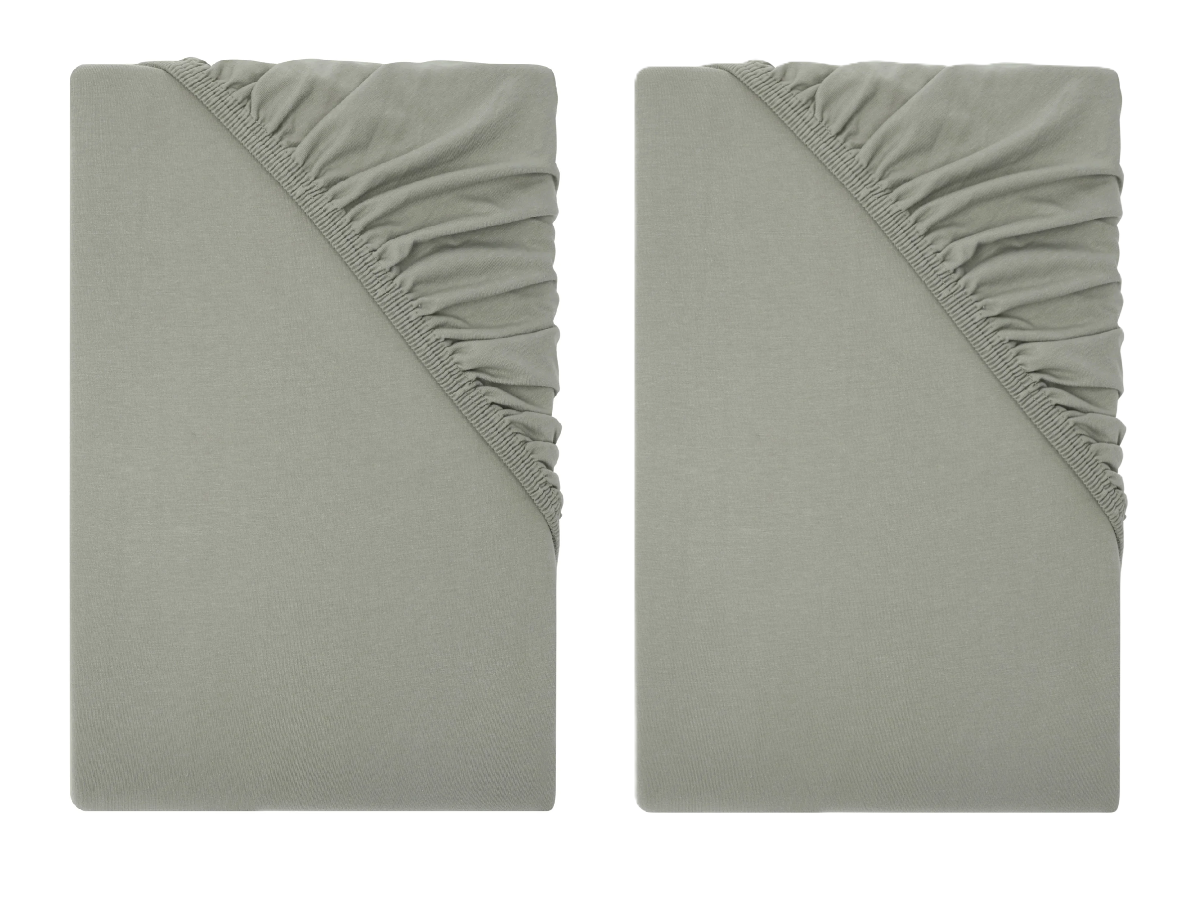 LIVARNO® Napínacia džersejová plachta, zelenosivá, 90 – 100 x 200 x 25 cm, 2 kusy