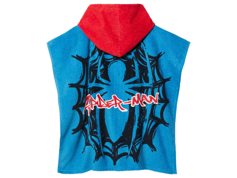 Modrý župan s kapucňou s potlačou Spider-Mana.
