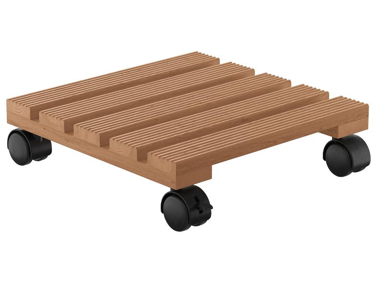 Drevený stolík na kolieskach pre rastliny.