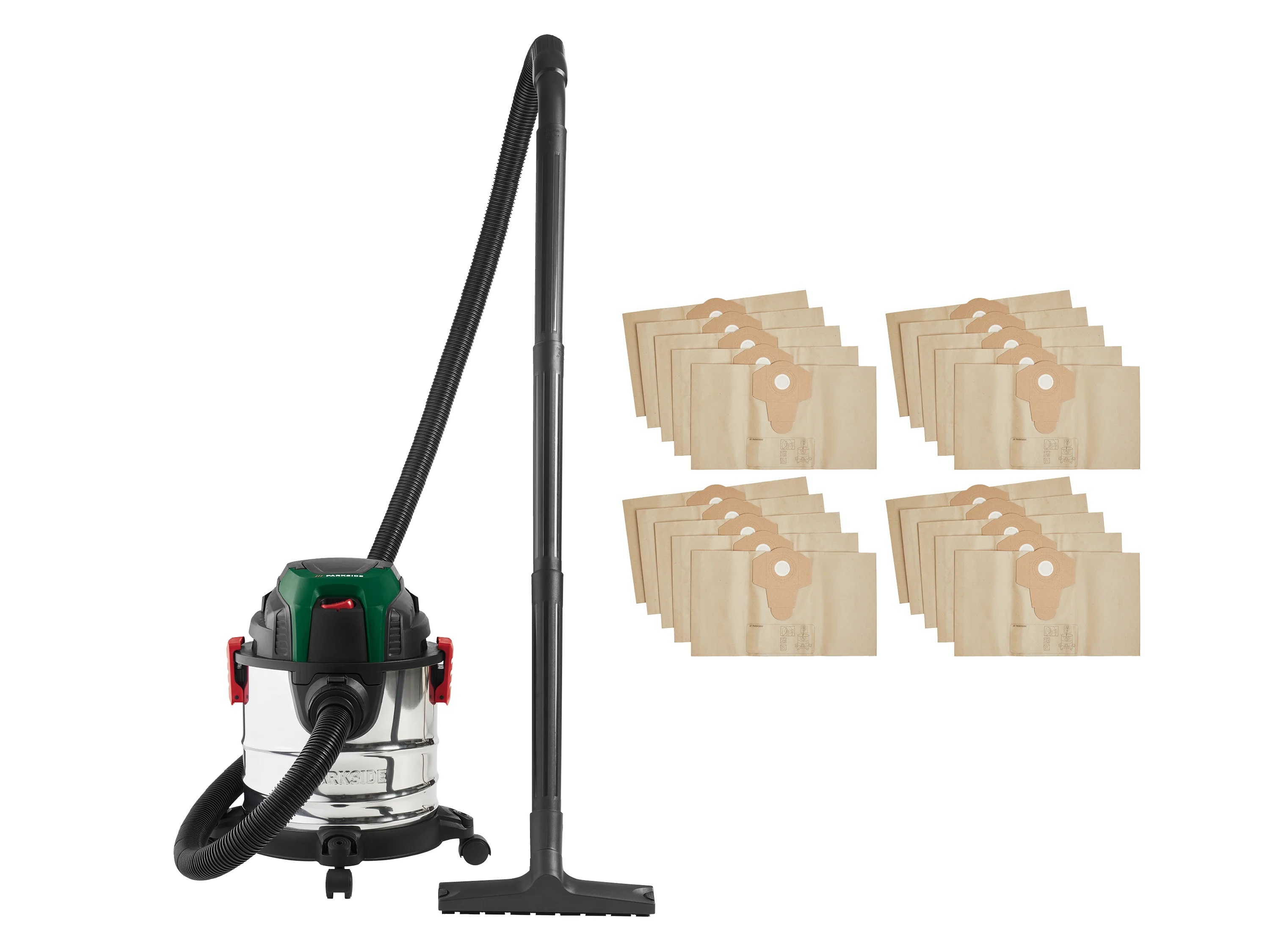 PARKSIDE® Vysávač na mokré a suché vysávanie PWD 12 B1 + Filtračné vrecká PFT 20 A1 XXL, 20 kusov