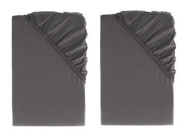 LIVARNO home Perkálová napínacia plachta, 90 – 100 x 200 cm, antracitová, 2 kusy