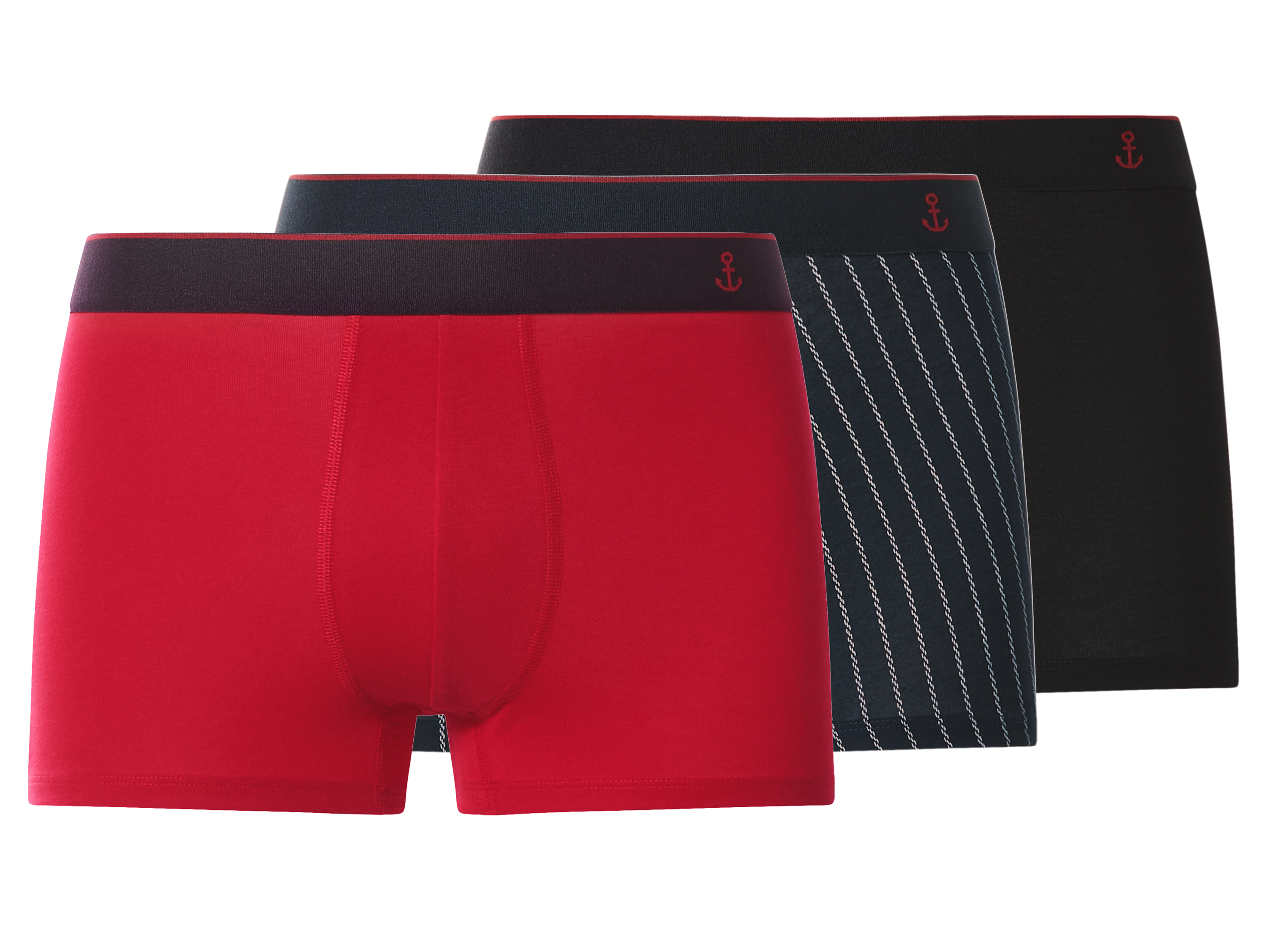 esmara Men Pánske boxerky, 3 kusy (čierna/navy modrá/červená, 5/M)