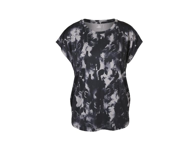 Dámske tričko so sivo-čiernym tie-dye vzorom.
