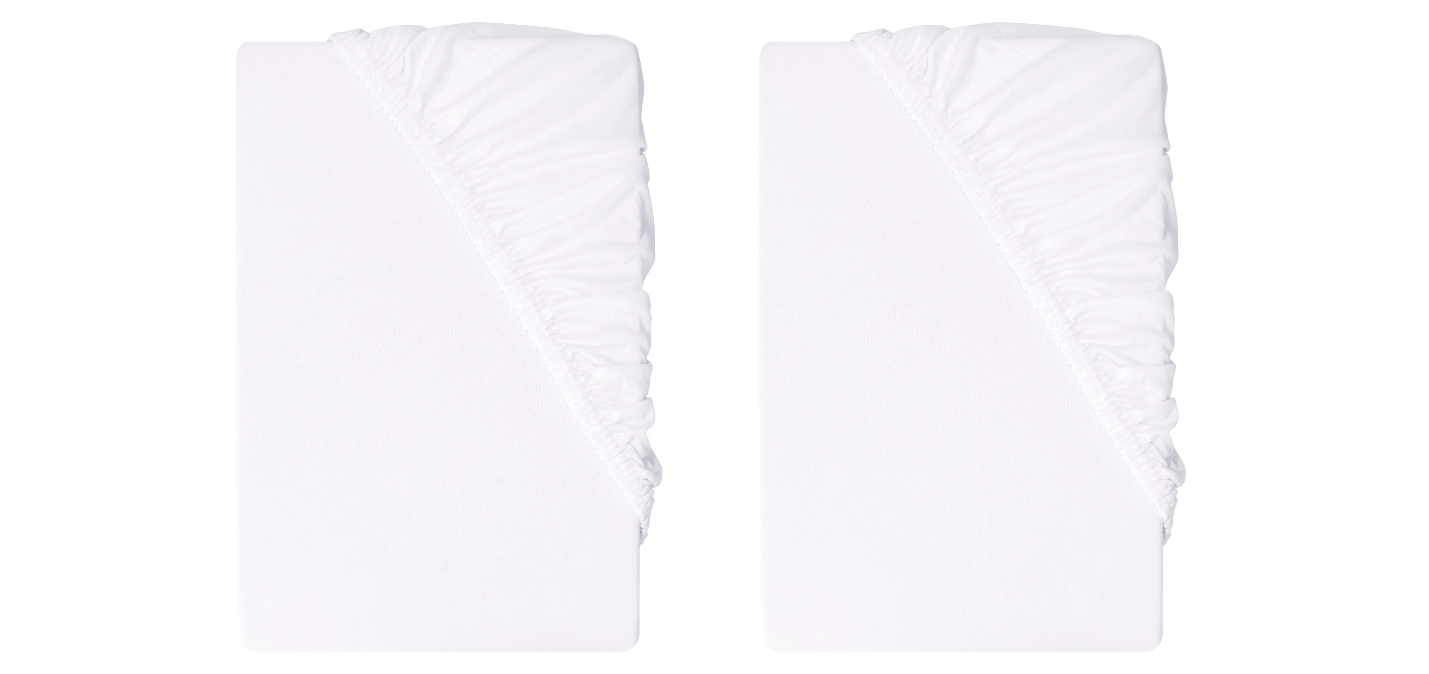 LIVARNO® Napínacia plachta z džersejového mikrovlákna, 90 – 100 x 200 cm, biela, 2 kusy
