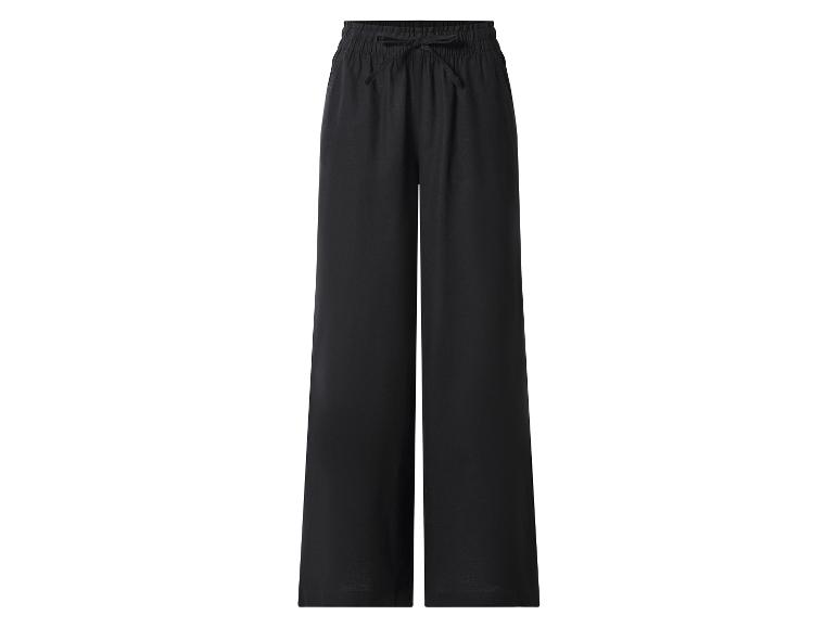 esmara® Dámske nohavice Wide Leg s ľanom Premium (čierna, S (36/38))