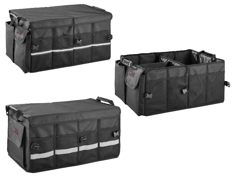 Organizéry do kufra auta: pevný a skladací model s viacerými priehradkami.