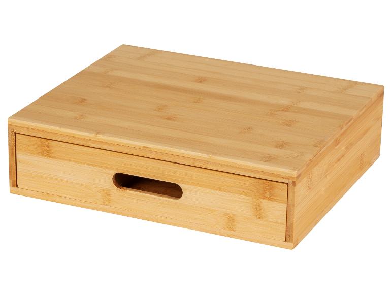Bambusová úložná škatuľa s zásuvkou.