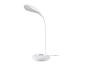 Biela LED stolná lampa s flexibilným krkom a farebnou dotykovou ovládacou základňou