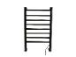Čierny elektrický sušiak na uteráky s ôsmimi tyčami a káblom.