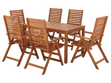 LIVARNO® Záhradný stôl Sevilla, 140 x 80 cm + Sklápacie kreslo s vysokým operadlom Sevilla, 6 kusov