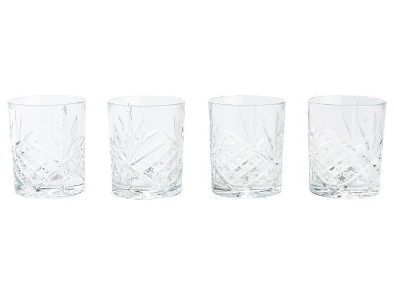 Sada štyroch gravírovaných pohárov na whisky.