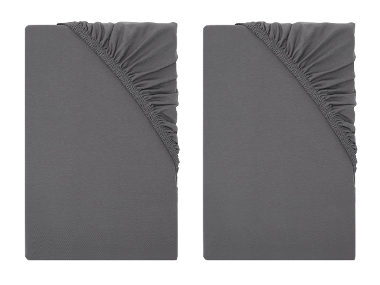LIVARNO® Napínacia džersejová plachta, sivá, 90 – 100 x 200 x 25 cm, 2 kusy