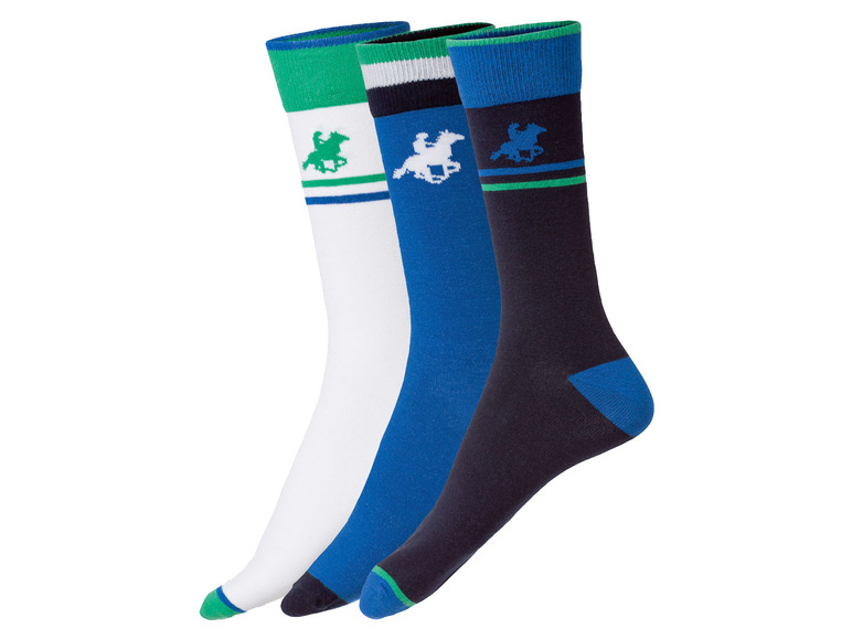 LIVERGY Pánske ponožky, 3 páry (39/42, modrá/navy modrá/biela)