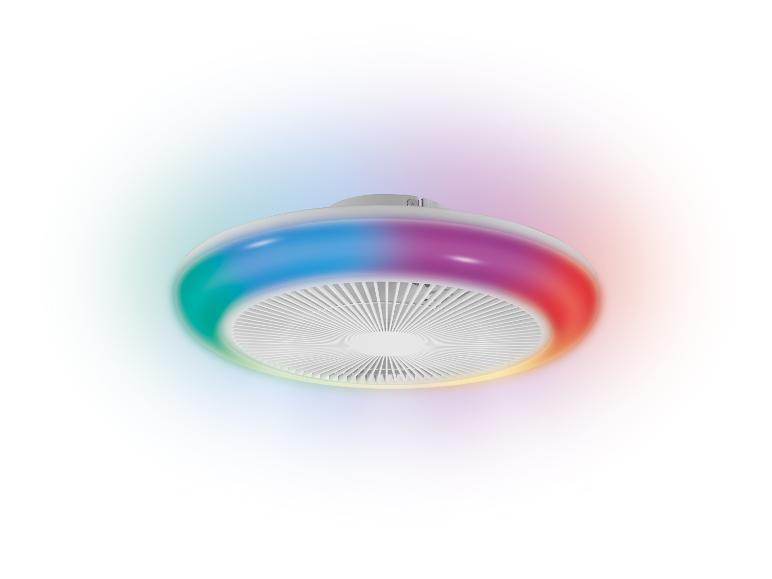Okrúhle stropné svietidlo s integrovaným ventilátorom a farebným LED osvetlením