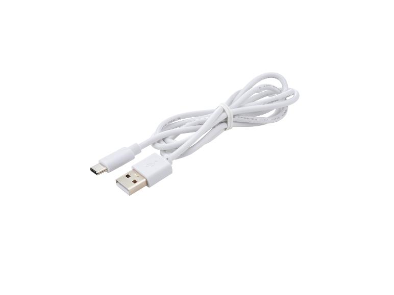 Biely USB kábel s konektormi USB-A a USB-C.