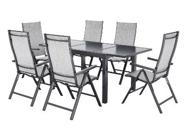 LIVARNO® Hliníkový rozťahovací záhradný stôl Houston/Toronto + Hliníkové skladacie kreslo Houston, 6 kusov
