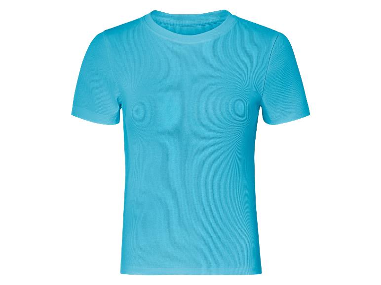 Turquoise tričko s krátkym rukávom, rebrovaný štýl.