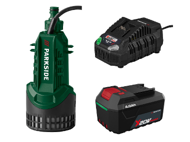 PARKSIDE® Aku čerpadlo na dažďovú vodu 20 V PRPA 20-Li B3 + Rýchlonabíjačka akumulátora 20 V/4,5 A + Akumulátor 20 V/4 Ah