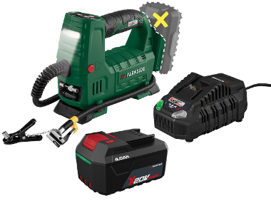 PARKSIDE® Aku kompresor 20 V PAKT 20-Li A1 + Akumulátor 20 V/4 Ah + Rýchlonabíjačka 20 V/4,5 A