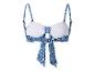 Modrý a biely bandeau top bikín s paisley vzorom.
