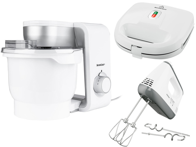 Prejsť na zobrazenie na celú obrazovku: SILVERCREST® KITCHEN TOOLS Kuchynský robot SKM 550 B3 + Vaflovač SWEW 75 0 D2 + Ručný mixér, biela/strieborná – obrázok 1