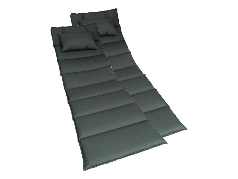 Dva tmavosivé vankúše na ležadlo s malými vankúšmi