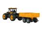 Traktor JCB so žltým prívesom, hračky pre deti.