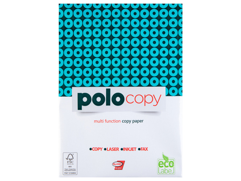 Balenie viacúčelového kopírovacieho papiera Polocopy s certifikátmi FSC a Ecolabel.