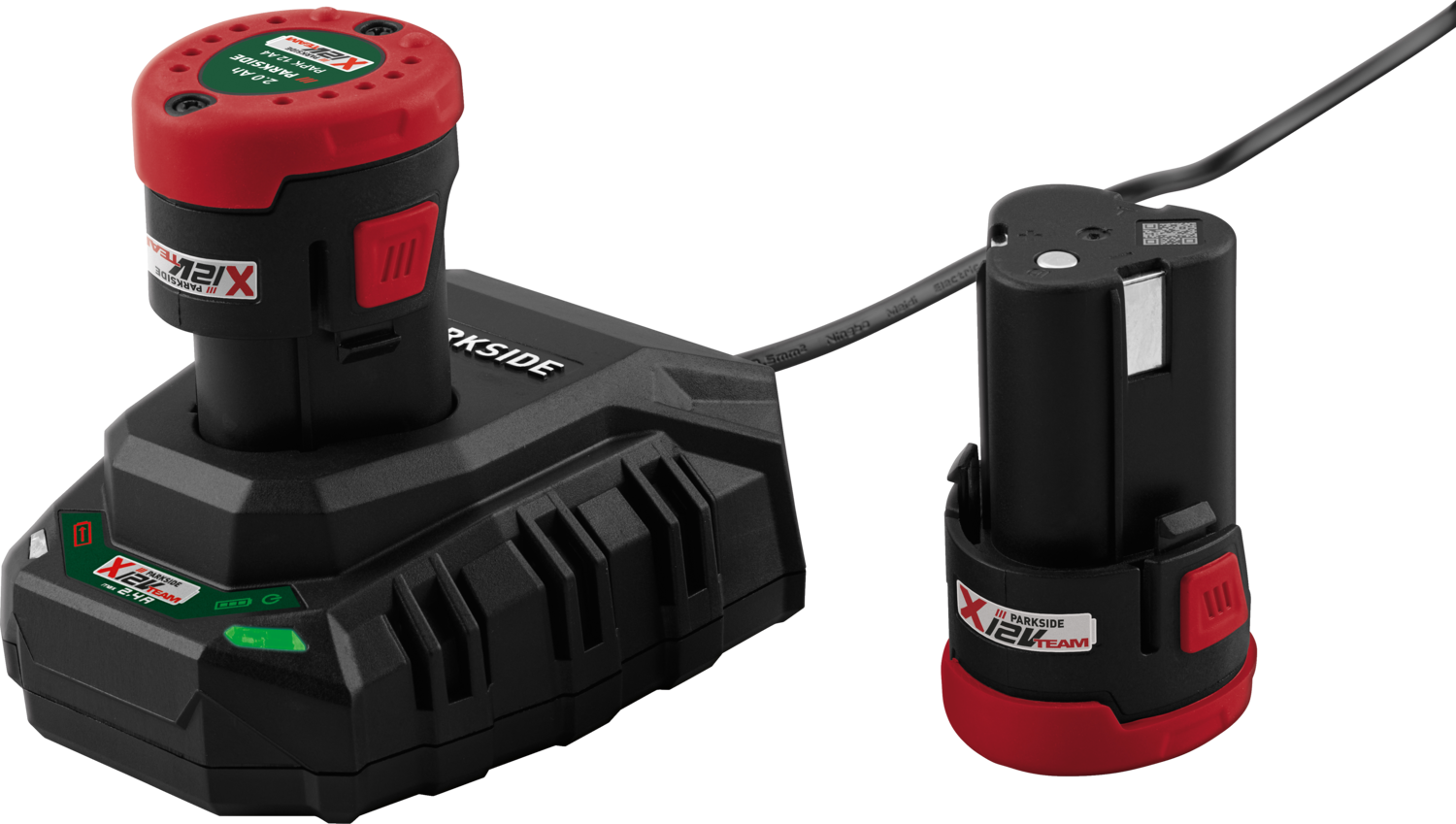 PARKSIDE® Akumulátor 12 V/2 Ah PAPK 12 A4, 2 kusy + Nabíjačka 12 V/2,4 A PLGK 12 A3