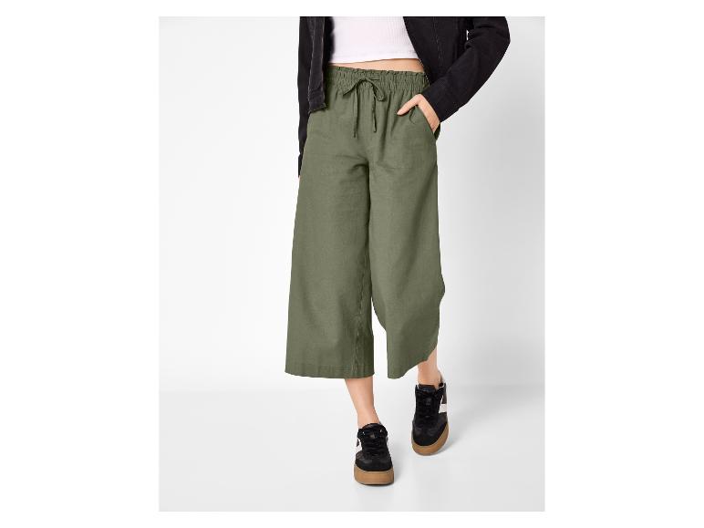 esmara® Dámske culotte nohavice s ľanom Premium (zelená, S (36/38))