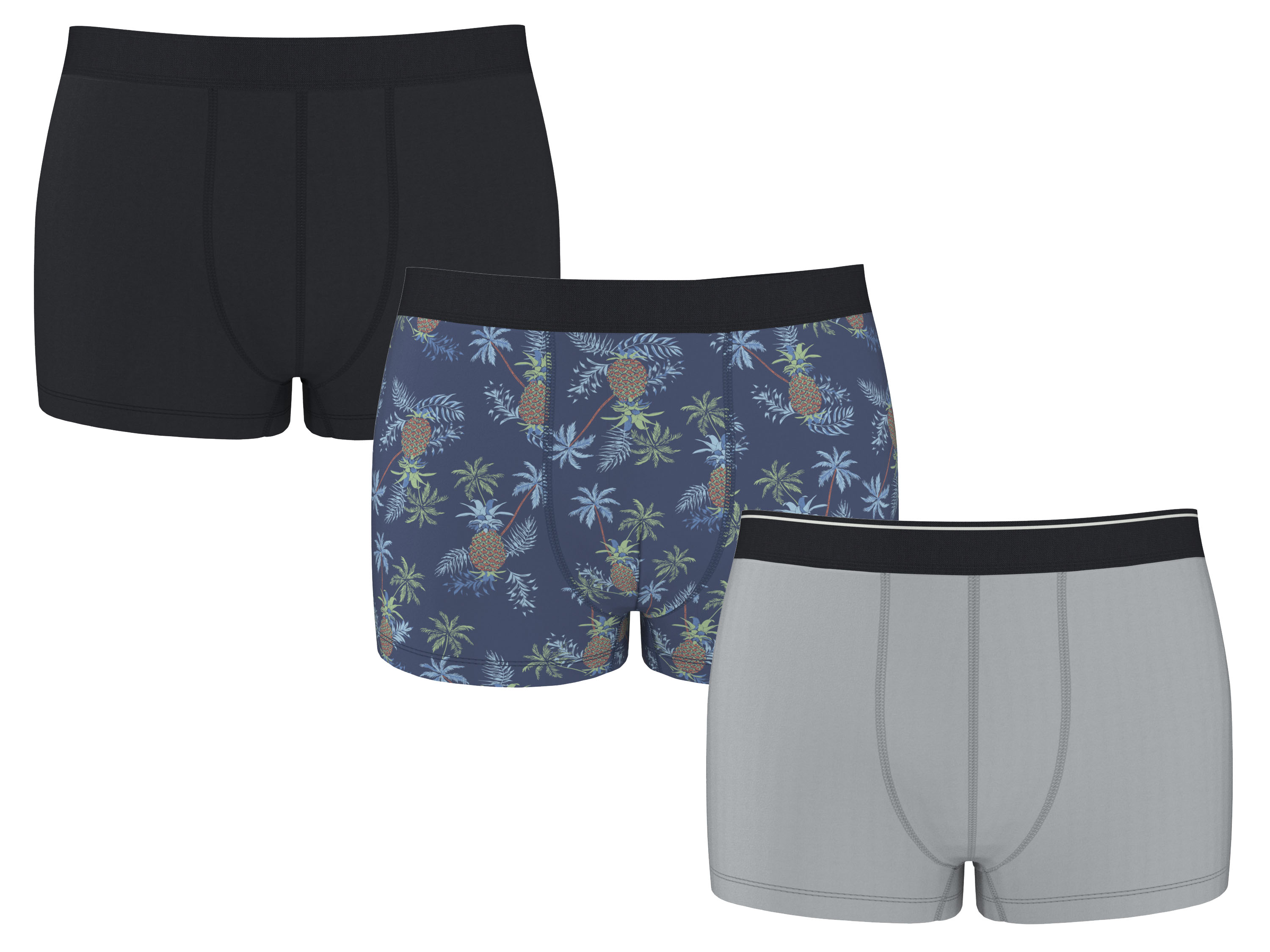 ESMARA MEN Pánske boxerky, 3 kusy (čierna/modrá/sivá, 7/XL)