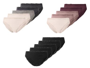 ESMARA® Dámske rebrované nohavičky s čipkou, 5 kusov
