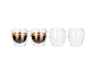 Dve dvojité espresso šálky a dve prázdne.