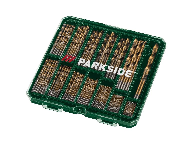 Sada zlatých vrtákov v zelenom plastovom puzdre, od 1,0 mm do 10,0 mm.