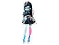 Bábika Monster High Frankie Stein s modrou pokožkou, čiernymi a modrými vlasmi a nesúladnými končatinami