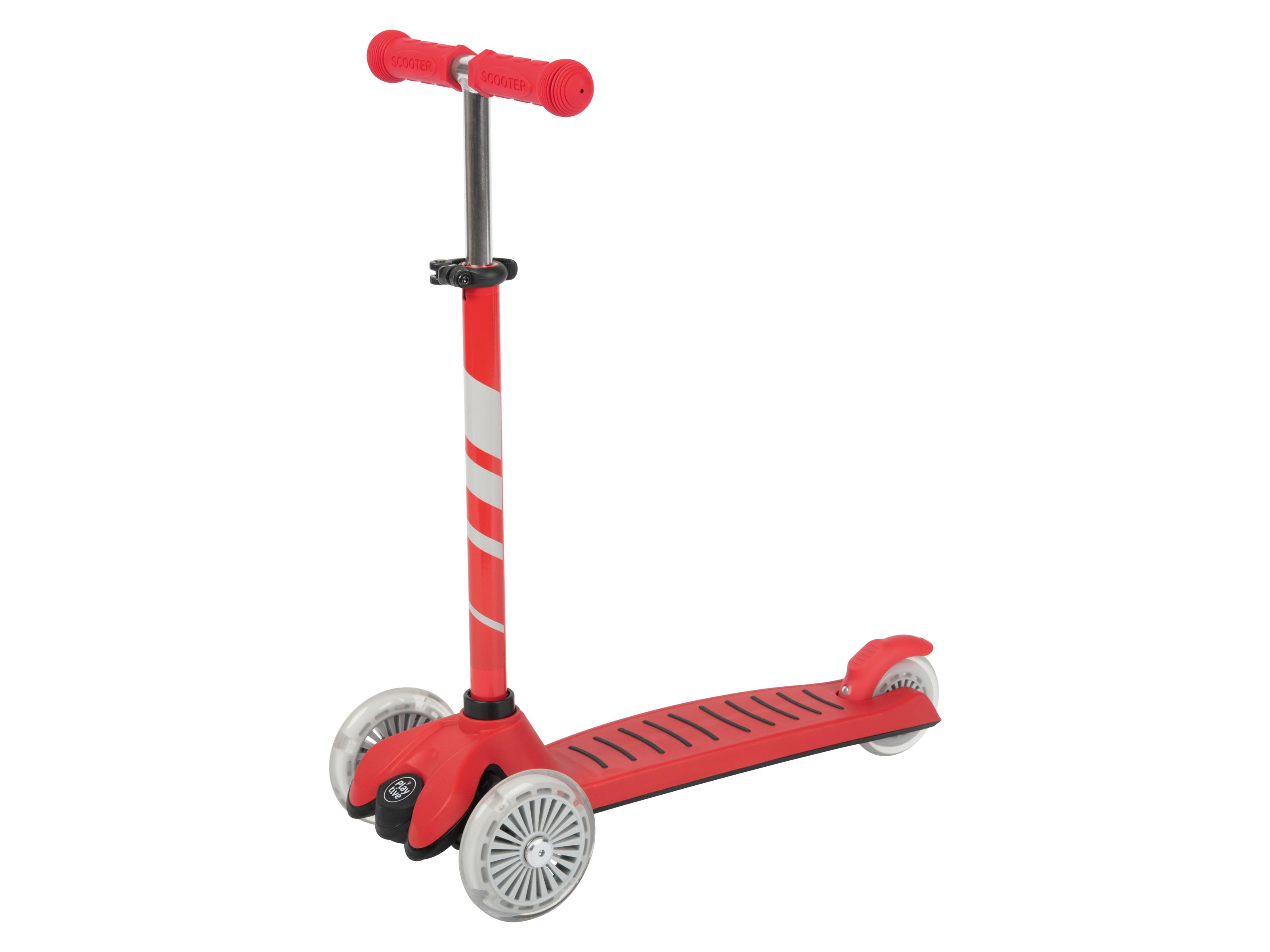 Playtive Kolobežka s LED kolieskami (trojkolobežka, červená)