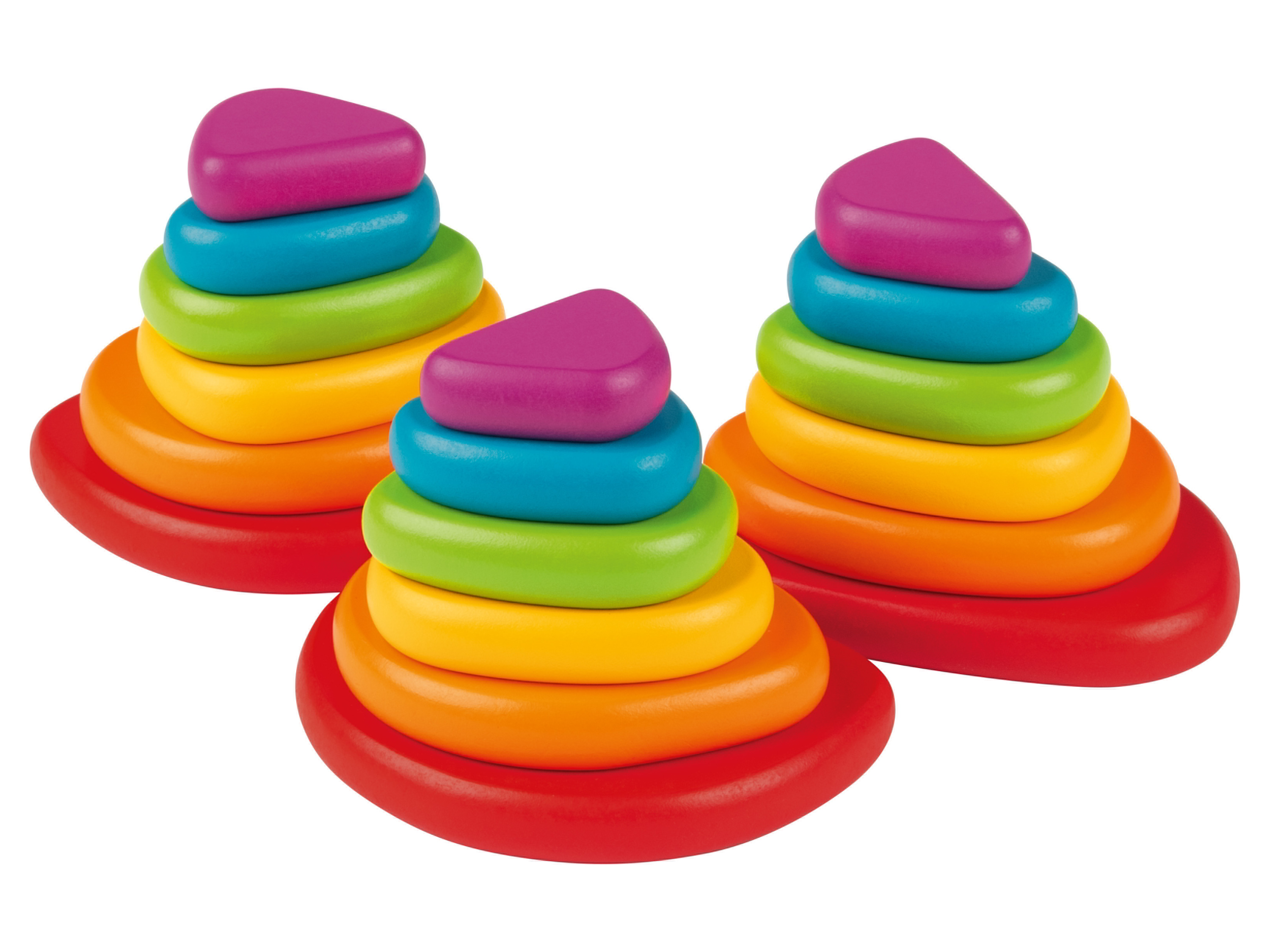 Playtive Drevená dúhová skladačka Montessori (kamene, 18-dielna súprava)