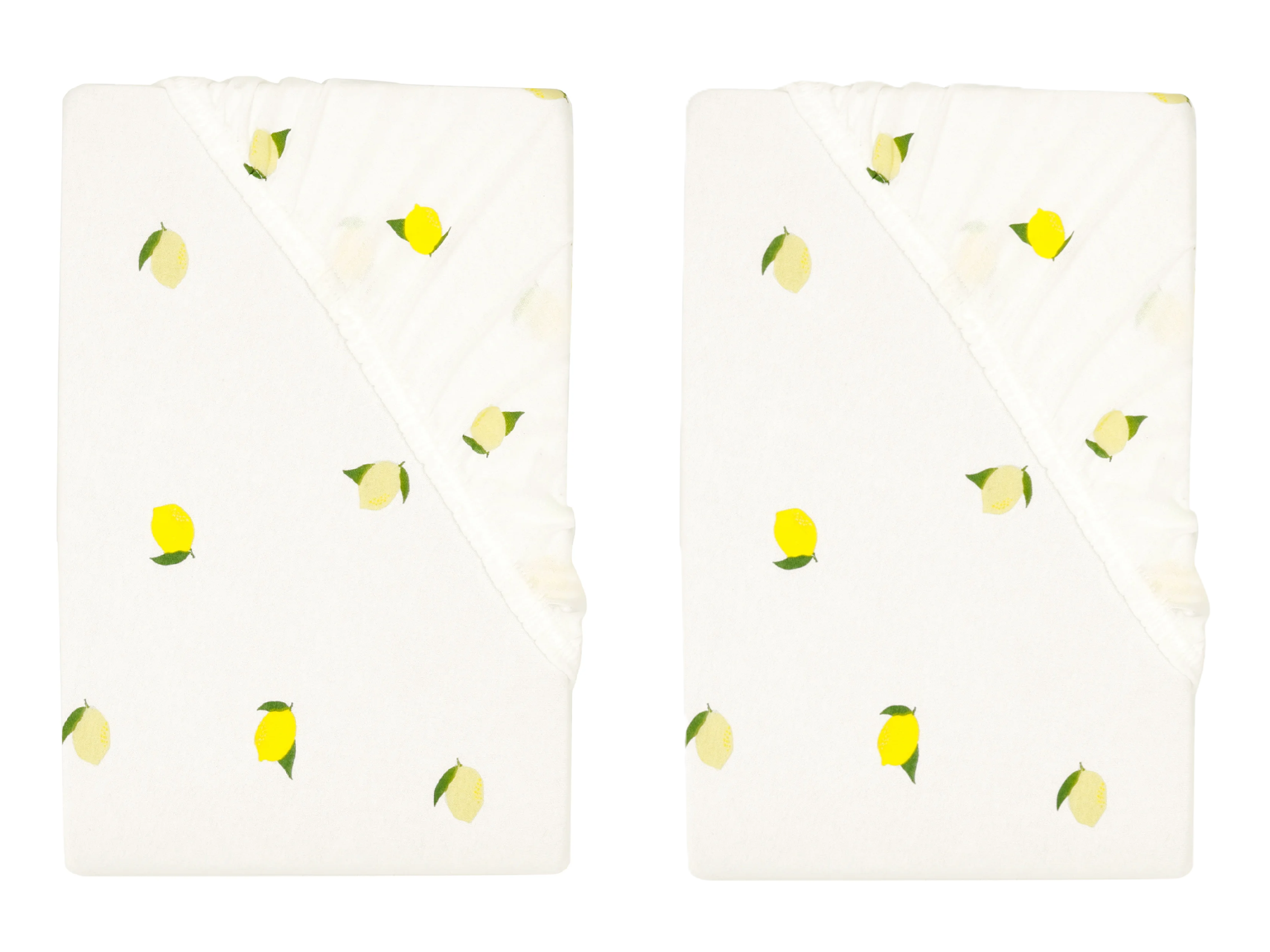 LIVARNO® Napínacia džersejová plachta, s citrónmi, 90 – 100 x 200 cm, 2 kusy