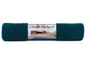 Zrolovaná kúpeľňová podložka z chenille v tyrkysovej farbe.