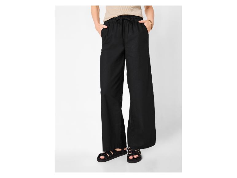 esmara® Dámske nohavice Wide Leg s ľanom Premium (čierna, S (36/38))