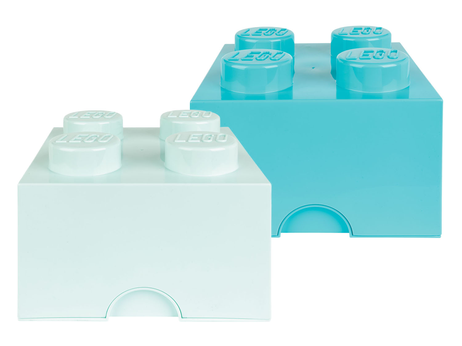 LEGO Úložný box, stohovateľný, 2 x 4 gombíky (aqua light blue/medium azur)