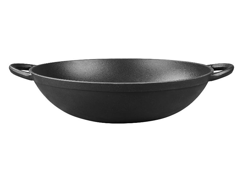 Liatinová wok panvica s dvoma rúčkami