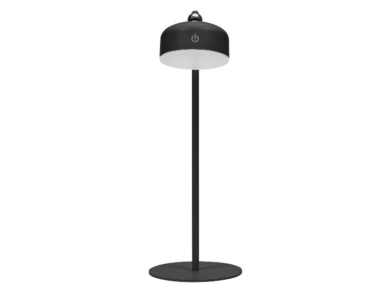 Čierna stojaca lampa s bielym svetlom a tlačidlom napájania