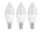 Tri biele LED žiarovky v tvare sviečky s päticou E14