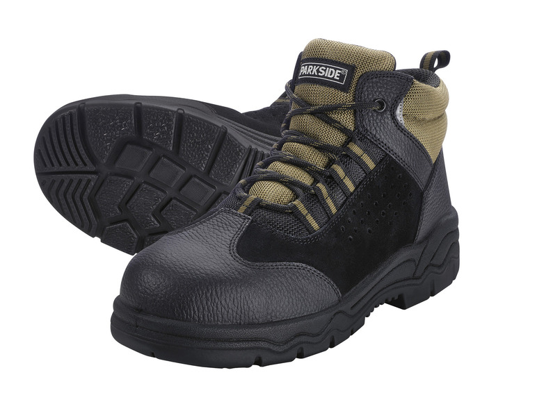E-shop PARKSIDE® Pánska kožená bezpečnostná obuv S3 (44, čierna/kaki)