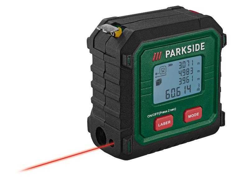 Parkside® Laserový merač vzdialenosti s meracím pásmom Plmb C3