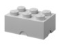 Šedá LEGO krabička na uskladnenie s šiestimi gombíkmi.