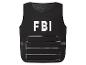 Čierna vesta FBI s bielym textom a horizontálnymi čiarami